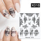 Harunouta Black Lines Flower Leaves Water Decals Stickers Floral Face Marble Pattern Slider For Nails Summer Nail Art Decoration