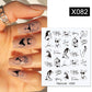 Harunouta Black Lines Flower Leaves Water Decals Stickers Floral Face Marble Pattern Slider For Nails Summer Nail Art Decoration