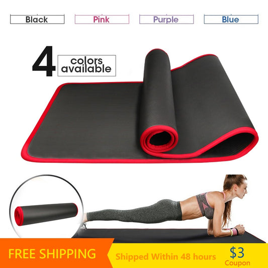 10MM Extra Thick 183cmX61cm Yoga Mats NRB Non-slip Exercise mat For Fitness Tasteless Pilates Workout Gym Mats with Bandages