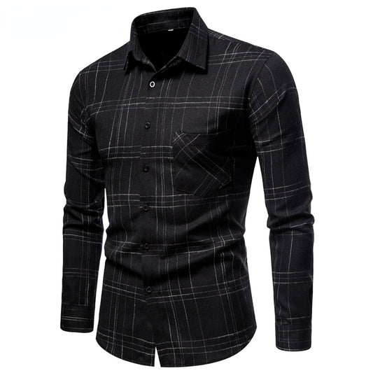 FEGKZLI Men's Casual Plaid Cotton Shirts Long Sleeve Spring Summer Fashion Buttons-up Tops Shirts Homme Mens Dress Shirts