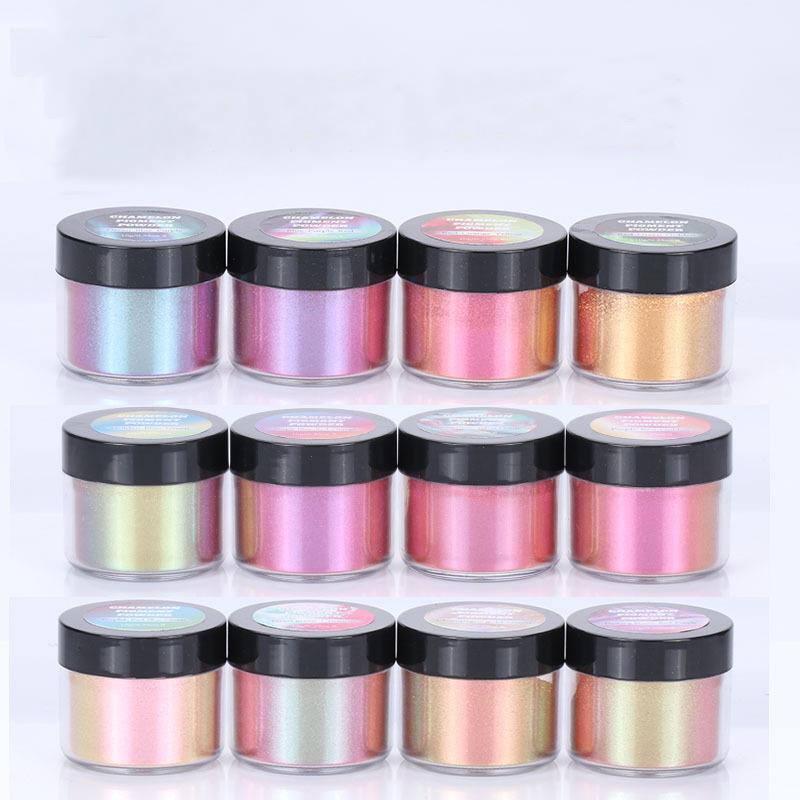 12 Colors 5g Chameleon Powder Epoxy Resin Colorant Makeup Bath Bomb Soap Candle Making Powder Pigment Resin DIY Jewelry Making