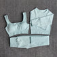 Women&#39;s Sportswear Yoga Set Workout Clothes Athletic Wear Sports Gym Legging Seamless Fitness Bra Crop Top Long Sleeve Yoga Suit