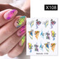 Harunouta Black Lines Flower Leaves Water Decals Stickers Floral Face Marble Pattern Slider For Nails Summer Nail Art Decoration