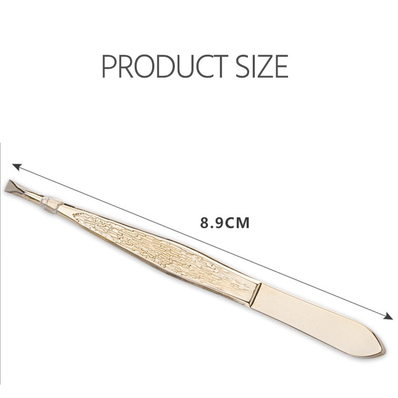 1PCS Professional Gold Eyebrow Tweezers Eyelashes Hair Beauty Slanted Stainless Steel Tweezer Makeup Tool for Face Hair Removel