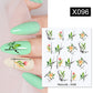 Harunouta Black Lines Flower Leaves Water Decals Stickers Floral Face Marble Pattern Slider For Nails Summer Nail Art Decoration