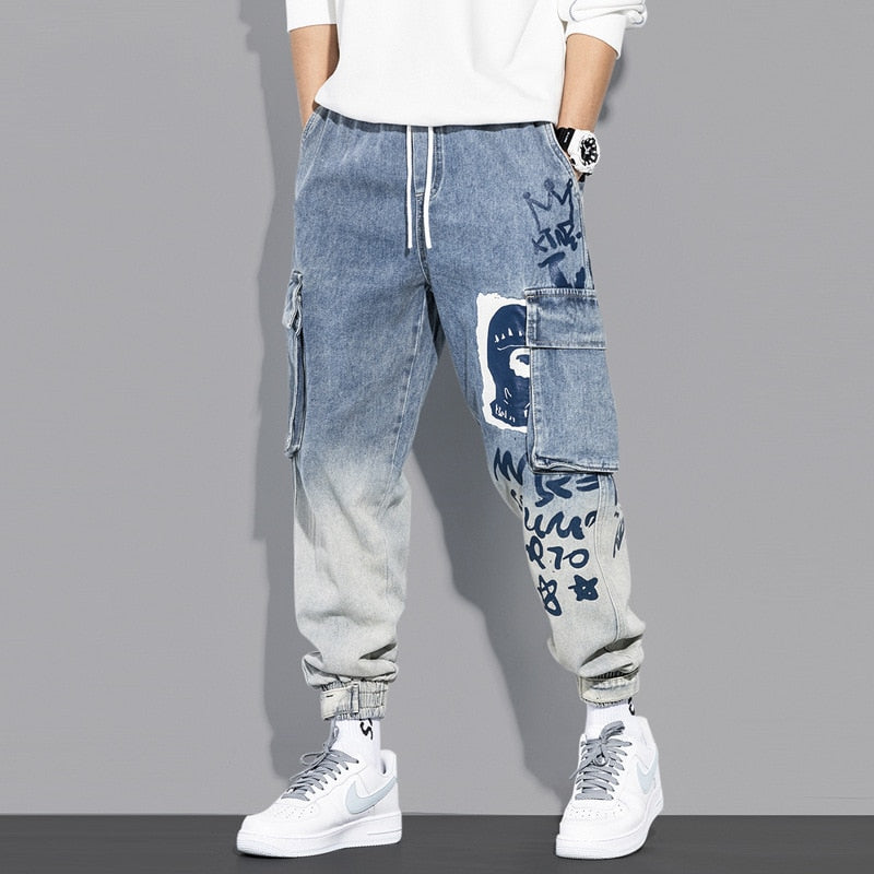 Streetwear Hip Hop Cargo Pants Men's jeans Cargo Pants Elastic Harun pants Joggers Pants 2022 Autumn and Winter