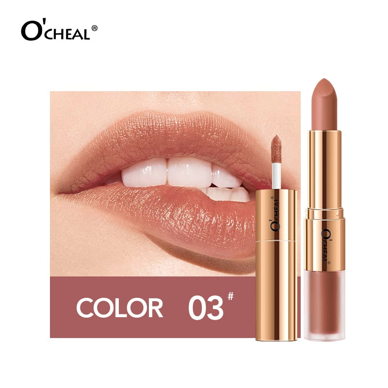 Dual Head 12 Colors Lips Makeup Lipstick Lip Gloss Long Lasting Moisture Lipstick Red Lip Matte Lipstick Waterproof Cosmetics