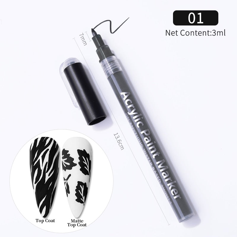 1 Pc Nail Art Graffiti Pen Black Color UV Gel Polish Design Dot Painting Detailing Pen Brushes DIY Nail Art Adorn Tools