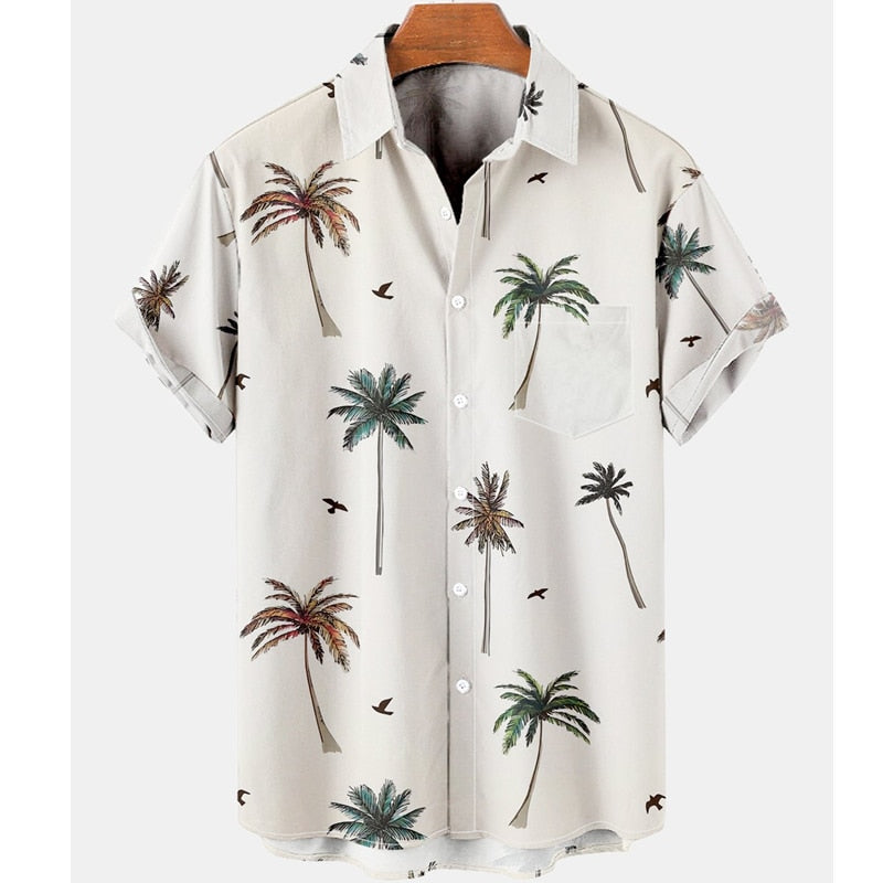 Harajuku Feather Hawaiian Men's Shirt Printed Short Sleeve Casual White Street Summer Beach Shirts For Men Clothing 2022 Summer