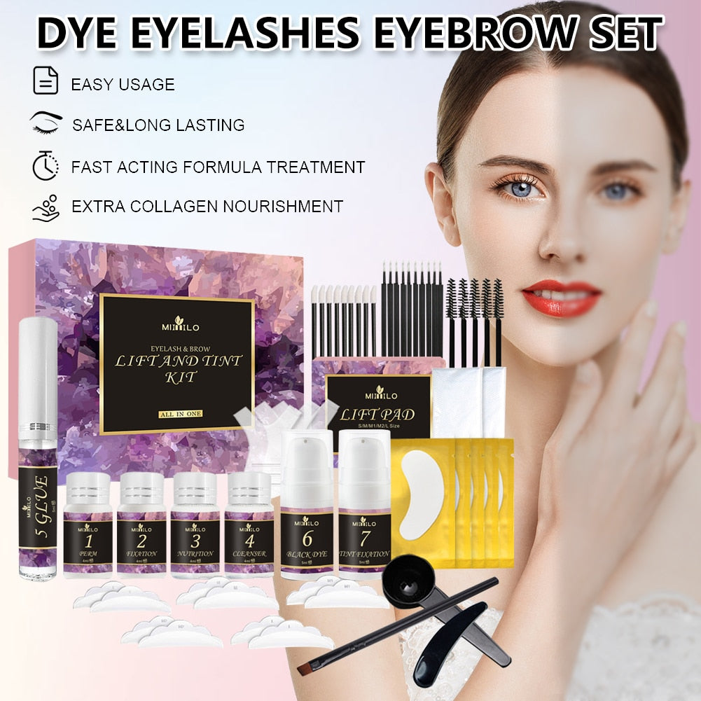 Eyelash Lifting and Tint Kit Semi-Permanent Brow Lift Perming Instant Fuller Eyelashes Lifting Lashes Lamination Kit for Home