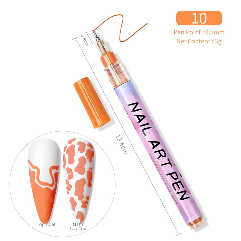 1 Pc Nail Art Graffiti Pen Black Color UV Gel Polish Design Dot Painting Detailing Pen Brushes DIY Nail Art Adorn Tools