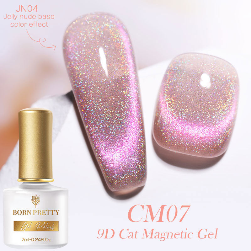 BORN PRETTY 7ml 9D Laser Cat Magnetic Gel Nail Gel Pink Magnetic Gel Soak Off UV LED Nail Varnish UV Gel Need Pink Nude Base