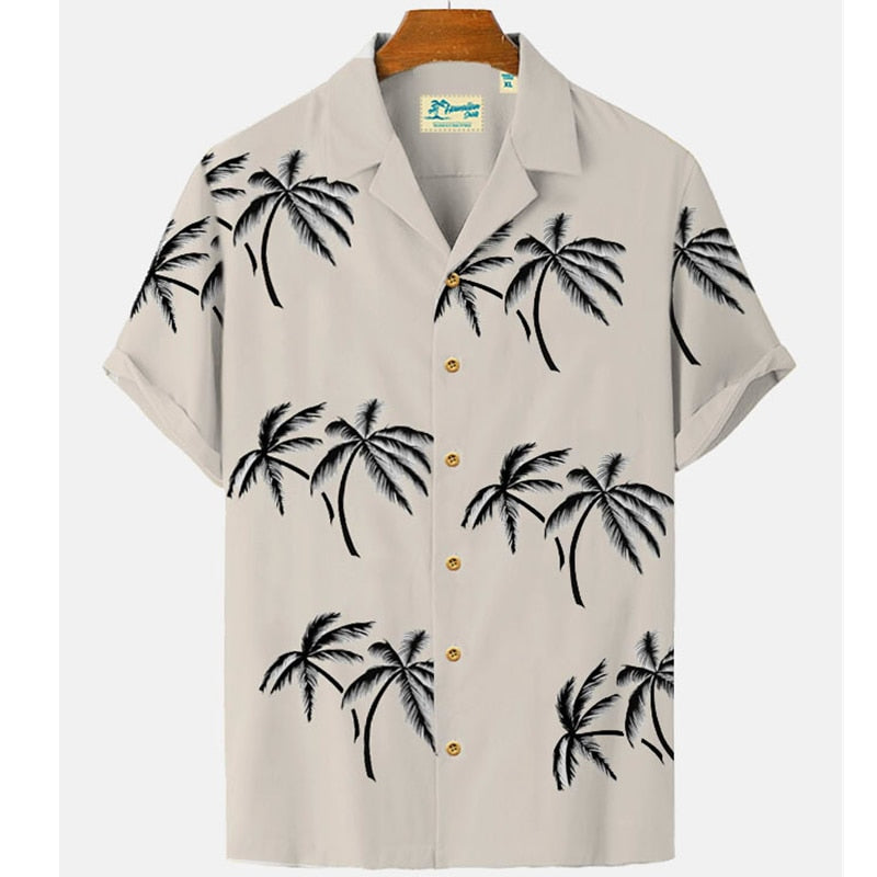 Harajuku Feather Hawaiian Men's Shirt Printed Short Sleeve Casual White Street Summer Beach Shirts For Men Clothing 2022 Summer