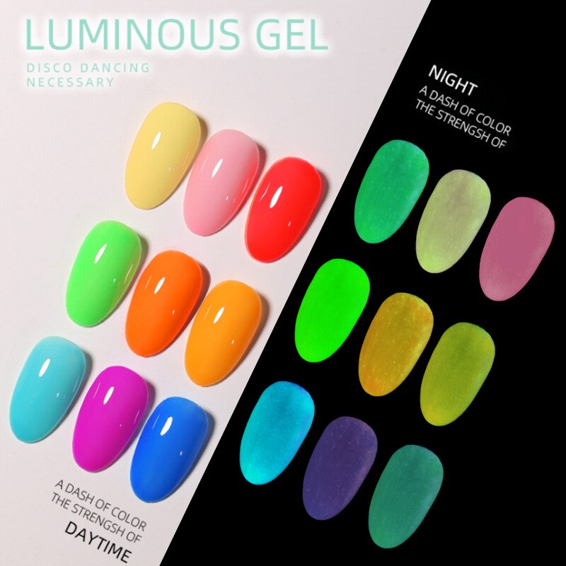 10ml nail glue luminous glue fluorescent luminous glue luminous nail polish glue crystal color changing glue glitter nailpolish