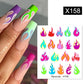 Harunouta Black Lines Flower Leaves Water Decals Stickers Floral Face Marble Pattern Slider For Nails Summer Nail Art Decoration