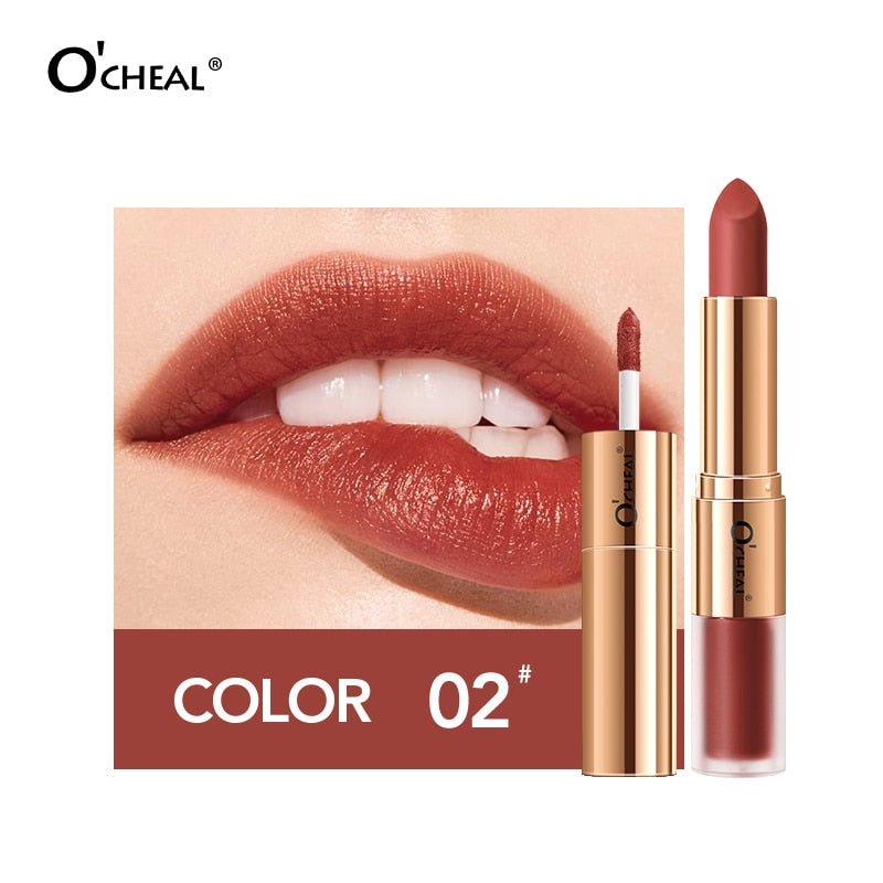 Dual Head 12 Colors Lips Makeup Lipstick Lip Gloss Long Lasting Moisture Lipstick Red Lip Matte Lipstick Waterproof Cosmetics