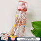 2L Large Capacity Water Bottle With Bounce Cover Time Scale Reminder Frosted Cup With Cute Stickers For Outdoor Sports Fitness