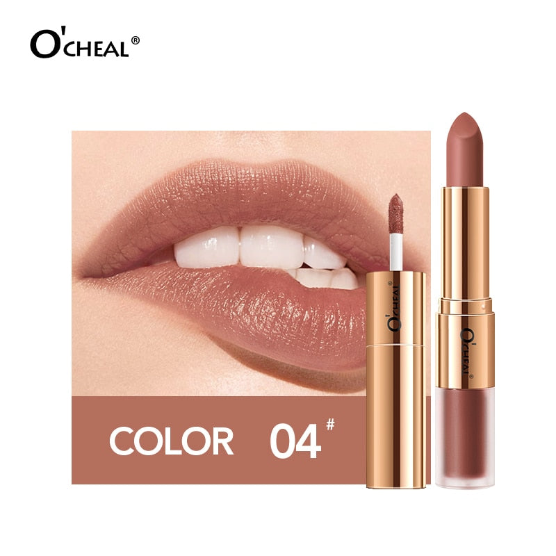 Dual Head 12 Colors Lips Makeup Lipstick Lip Gloss Long Lasting Moisture Lipstick Red Lip Matte Lipstick Waterproof Cosmetics