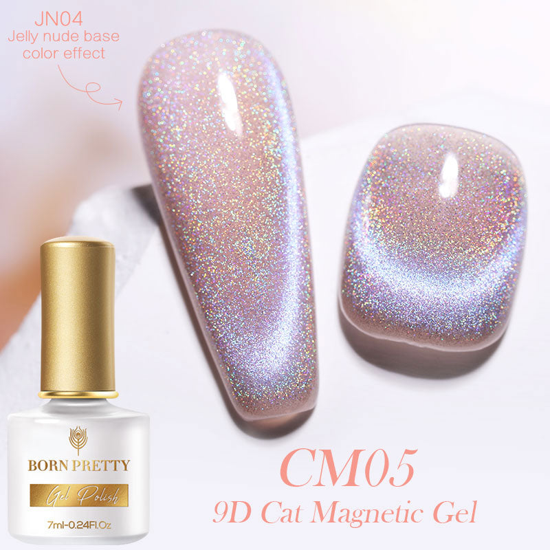 BORN PRETTY 7ml 9D Laser Cat Magnetic Gel Nail Gel Pink Magnetic Gel Soak Off UV LED Nail Varnish UV Gel Need Pink Nude Base