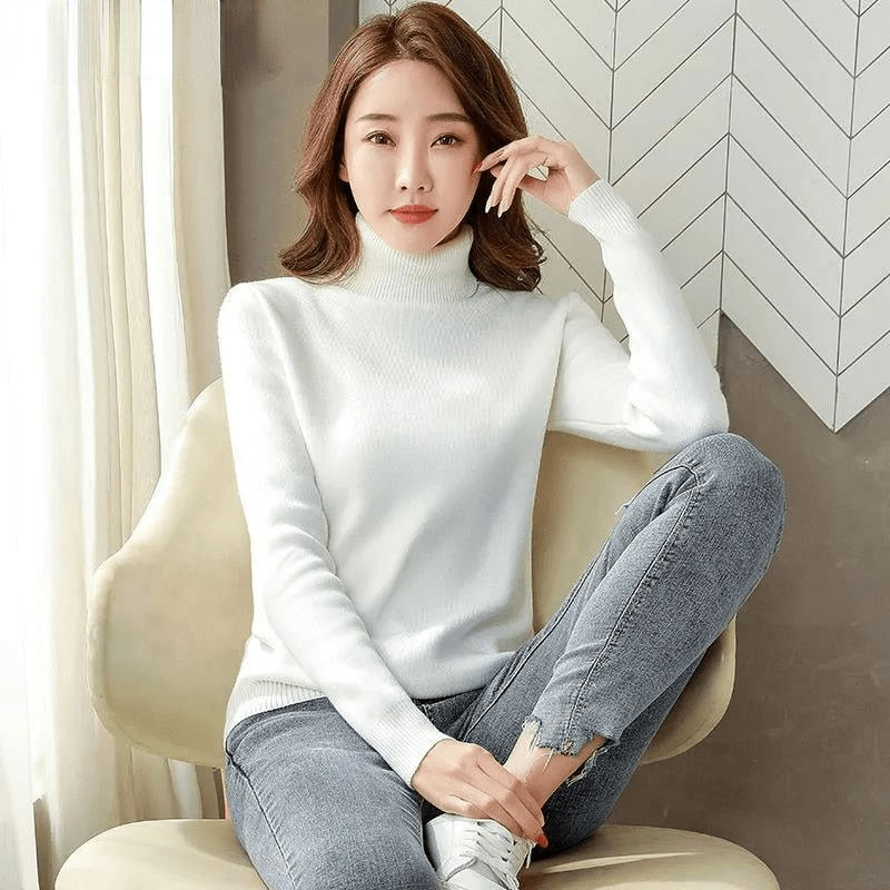 Turtle Neck Fleece Sweater Women Winter Warm Elegant Thick Warm Female Knitted Pullover Loose Basic Knitwear Jumper Dropshipping