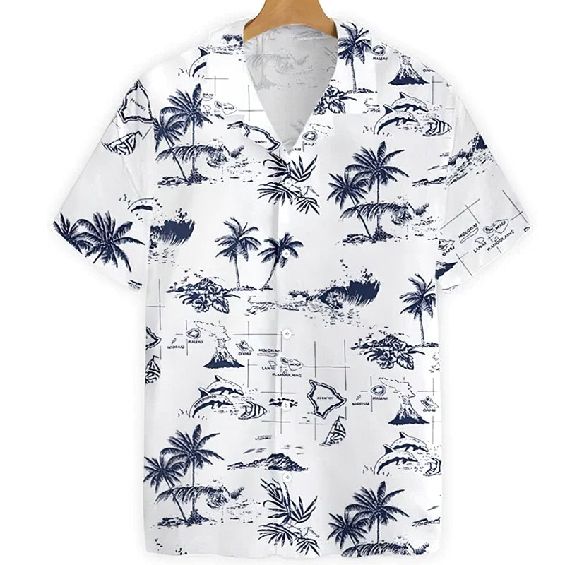 Harajuku Feather Hawaiian Men's Shirt Printed Short Sleeve Casual White Street Summer Beach Shirts For Men Clothing 2022 Summer