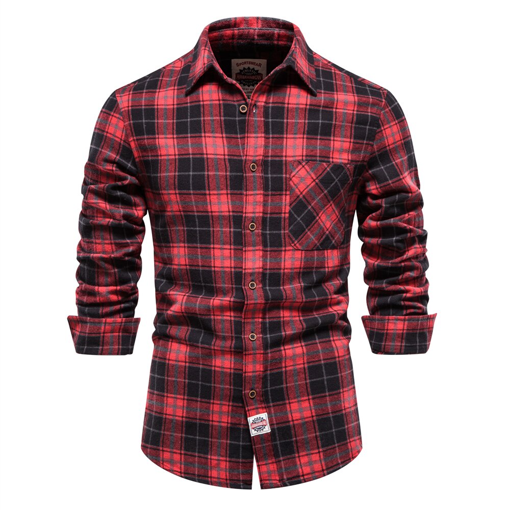 Brand Plaid Shirts Men's 100% Cotton Casual Checked Shirt High Quality Slim Fit  Harajuku Shirts Men