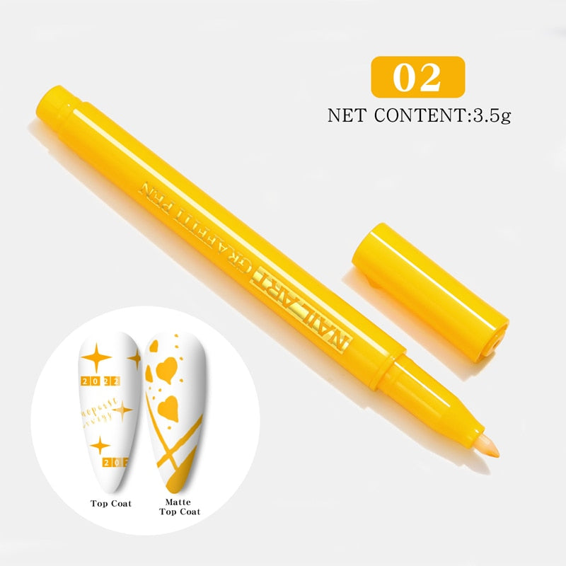 1 Pc Nail Art Graffiti Pen Black Color UV Gel Polish Design Dot Painting Detailing Pen Brushes DIY Nail Art Adorn Tools