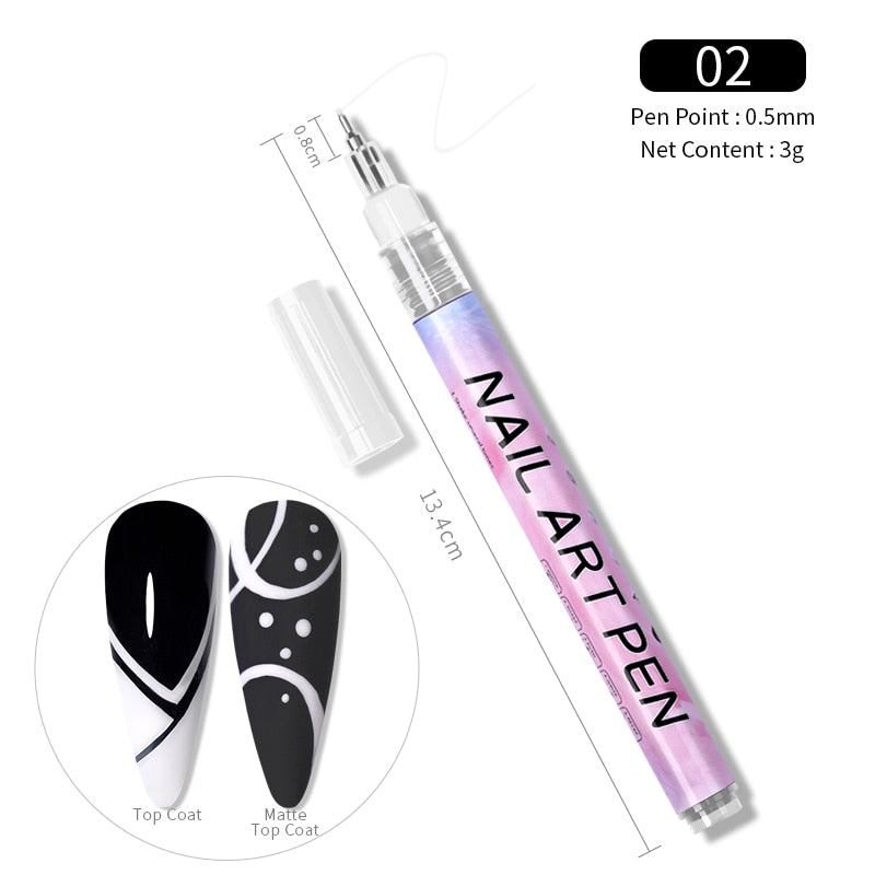 1 Pc Nail Art Graffiti Pen Black Color UV Gel Polish Design Dot Painting Detailing Pen Brushes DIY Nail Art Adorn Tools