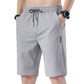2022 Summer Men'S Sports Shorts Solid Color Straight Pattern Loose Type Elastic Waist Drawstring Casual Shorts Jogging Pants