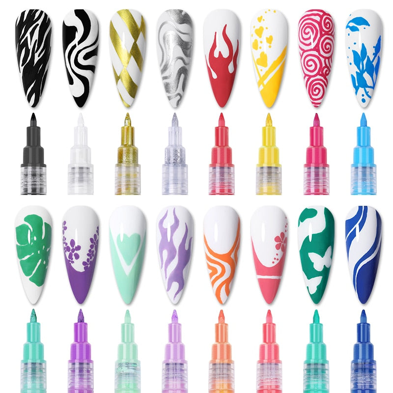 1 Pc Nail Art Graffiti Pen Black Color UV Gel Polish Design Dot Painting Detailing Pen Brushes DIY Nail Art Adorn Tools