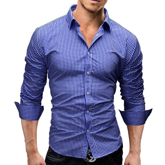 2022 Spring Plaid Shirt Men Long Sleeves Slim Fit Dress Shirt Men's Casual Shirt Fashion Brand Camisa Social Masculina