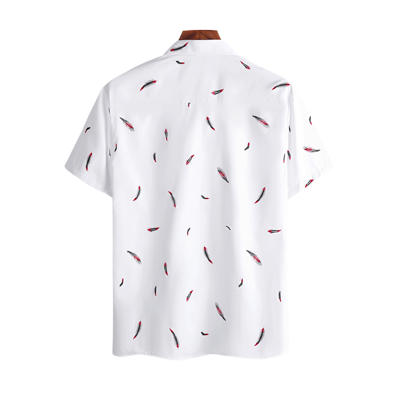 Harajuku Feather Hawaiian Men's Shirt Printed Short Sleeve Casual White Street Summer Beach Shirts For Men Clothing 2022 Summer