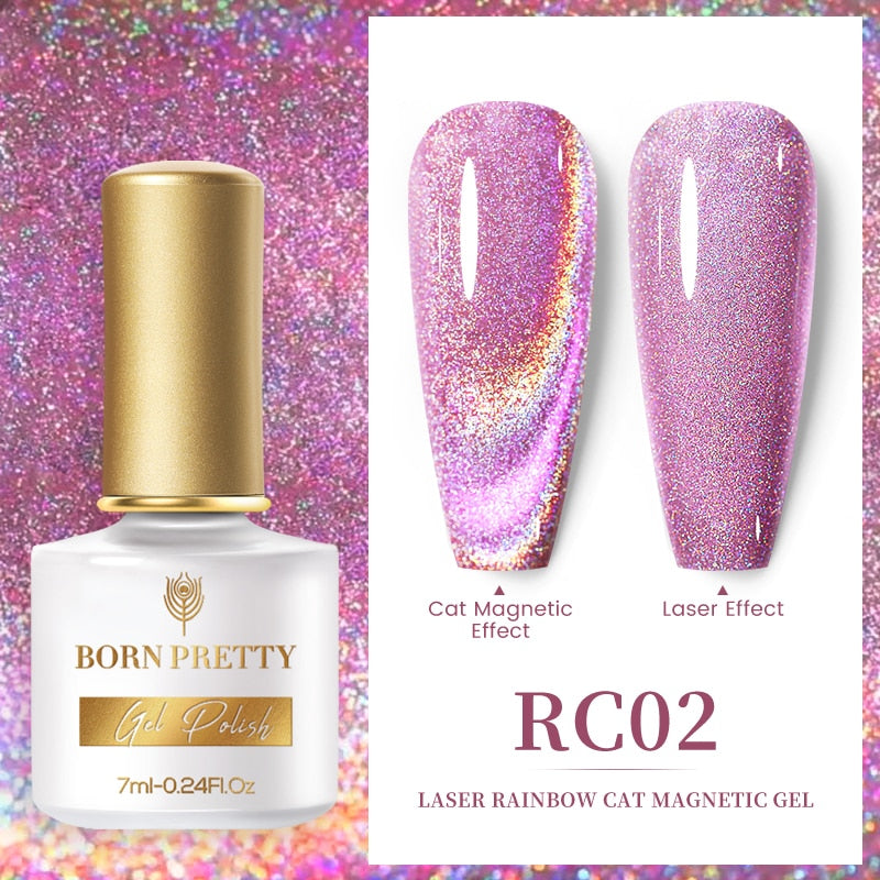 BORN PRETTY 7ml 9D Laser Cat Magnetic Gel Nail Gel Pink Magnetic Gel Soak Off UV LED Nail Varnish UV Gel Need Pink Nude Base