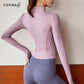 Autumn Sport Jacket Women Long Sleeve With Thumb Hole Yoga Shirt Zipper Design Fitness Sports Top Coat Workout Running Gym Wear