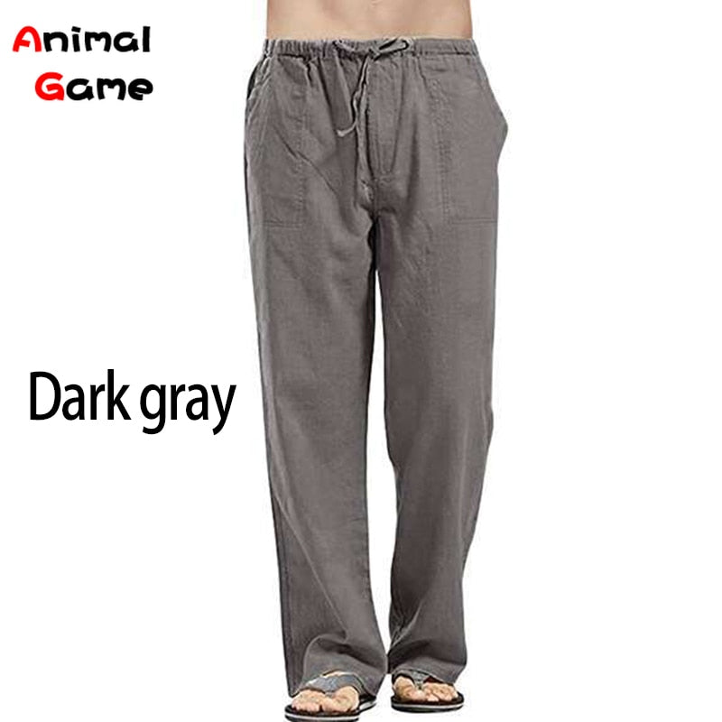 Autumn Linen Wide Men Pants Korean Trousers Oversize Linens Streetwear Male Spring Yoga Pants Casual Men Clothing Sweatpants