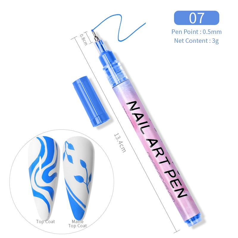 1 Pc Nail Art Graffiti Pen Black Color UV Gel Polish Design Dot Painting Detailing Pen Brushes DIY Nail Art Adorn Tools