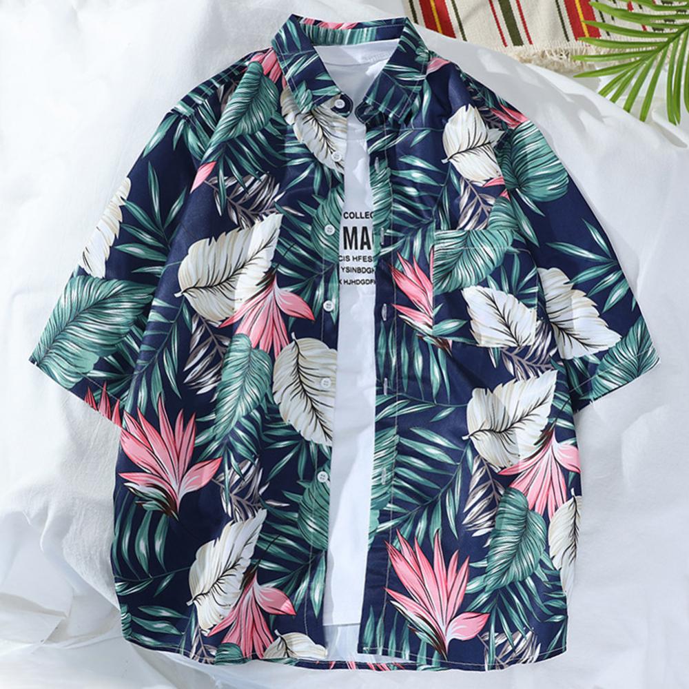 Floral Hawaiian Aloha Shirt Men 2022 Summer Short Sleeve Quick Dry Beach Wear Casual Button Down Vacation Clothing Chemise Homme