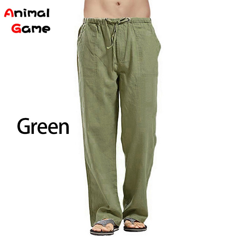 Autumn Linen Wide Men Pants Korean Trousers Oversize Linens Streetwear Male Spring Yoga Pants Casual Men Clothing Sweatpants