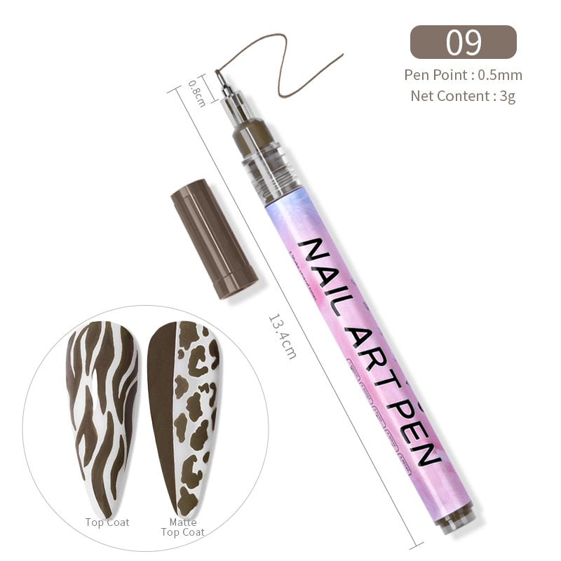 1 Pc Nail Art Graffiti Pen Black Color UV Gel Polish Design Dot Painting Detailing Pen Brushes DIY Nail Art Adorn Tools