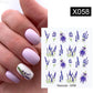 Harunouta Black Lines Flower Leaves Water Decals Stickers Floral Face Marble Pattern Slider For Nails Summer Nail Art Decoration