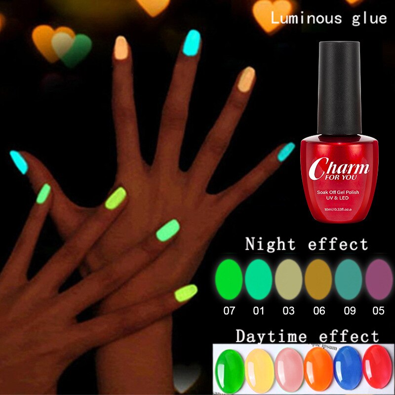 10ml nail glue luminous glue fluorescent luminous glue luminous nail polish glue crystal color changing glue glitter nailpolish