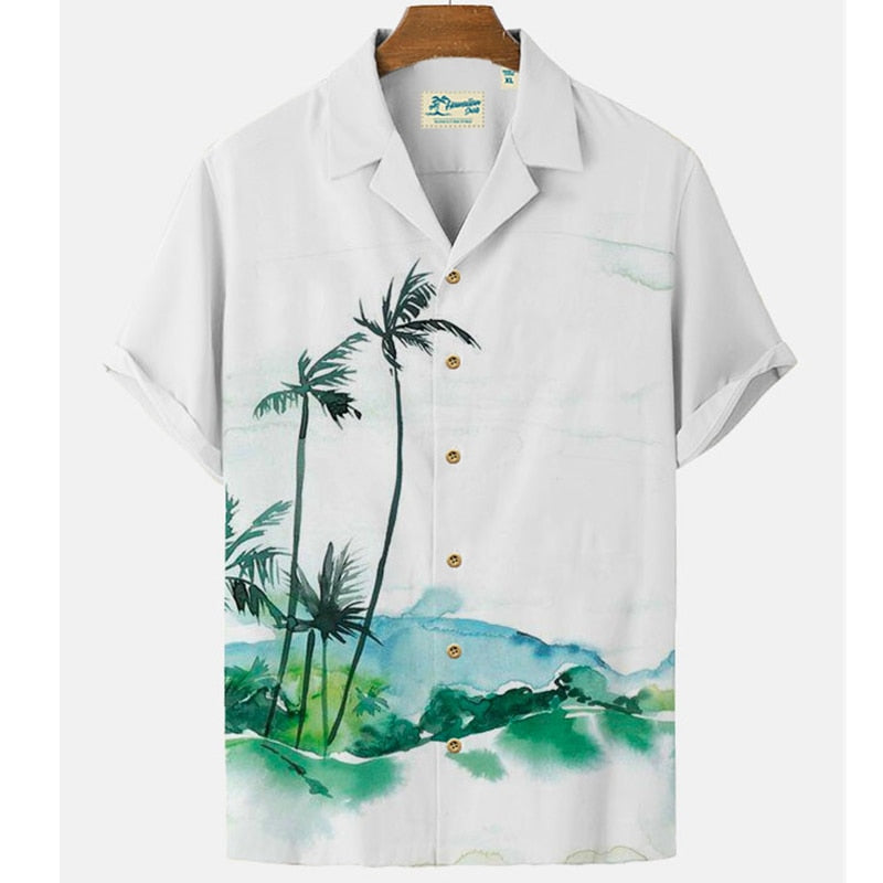 Harajuku Feather Hawaiian Men's Shirt Printed Short Sleeve Casual White Street Summer Beach Shirts For Men Clothing 2022 Summer