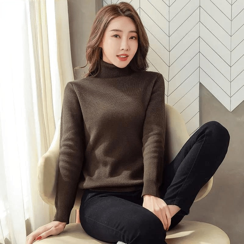 Turtle Neck Fleece Sweater Women Winter Warm Elegant Thick Warm Female Knitted Pullover Loose Basic Knitwear Jumper Dropshipping