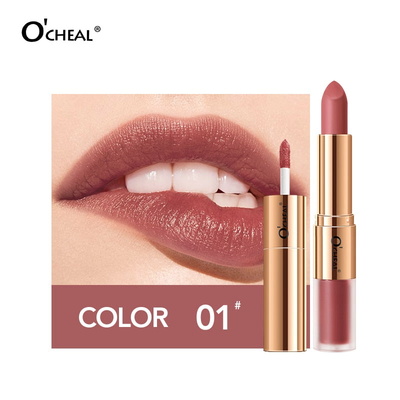 Dual Head 12 Colors Lips Makeup Lipstick Lip Gloss Long Lasting Moisture Lipstick Red Lip Matte Lipstick Waterproof Cosmetics