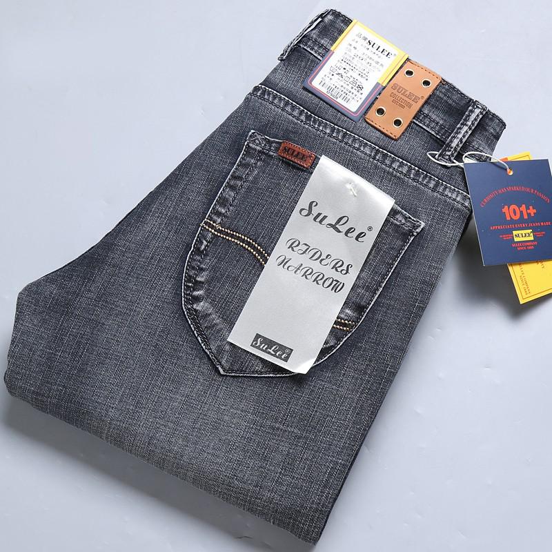 2022 SULEE Brand Autumn Winter Slim Fit  Men's Jeans Business Casual Elastic Straight Denim Pants Male High Quality Trousers