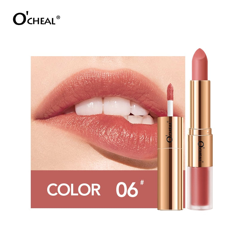 Dual Head 12 Colors Lips Makeup Lipstick Lip Gloss Long Lasting Moisture Lipstick Red Lip Matte Lipstick Waterproof Cosmetics