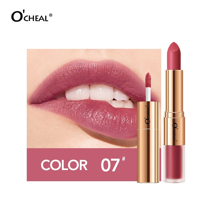 Dual Head 12 Colors Lips Makeup Lipstick Lip Gloss Long Lasting Moisture Lipstick Red Lip Matte Lipstick Waterproof Cosmetics