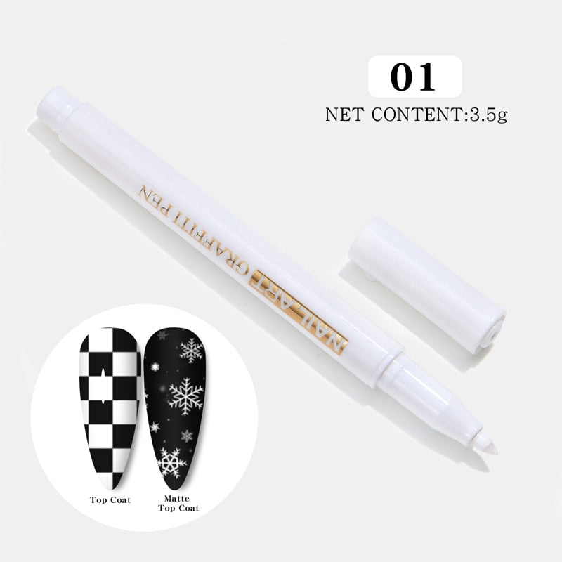 1 Pc Nail Art Graffiti Pen Black Color UV Gel Polish Design Dot Painting Detailing Pen Brushes DIY Nail Art Adorn Tools