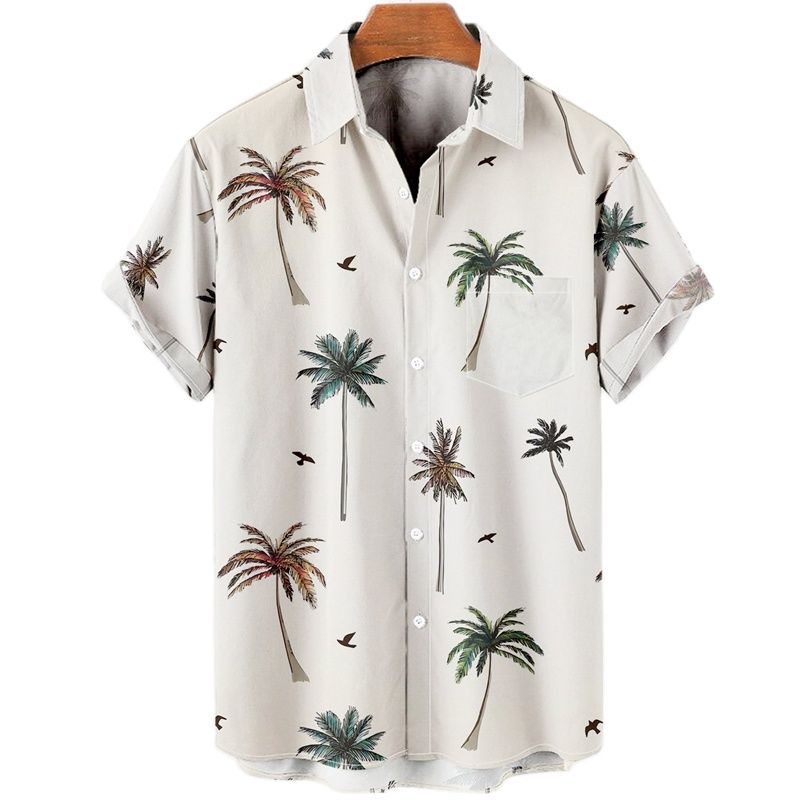 Harajuku Feather Hawaiian Men's Shirt Printed Short Sleeve Casual White Street Summer Beach Shirts For Men Clothing 2022 Summer