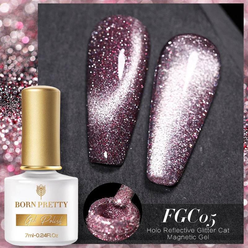 BORN PRETTY 7ml 9D Laser Cat Magnetic Gel Nail Gel Pink Magnetic Gel Soak Off UV LED Nail Varnish UV Gel Need Pink Nude Base